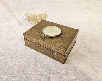 Vintage Etched Brass Chinese Cigarette Box