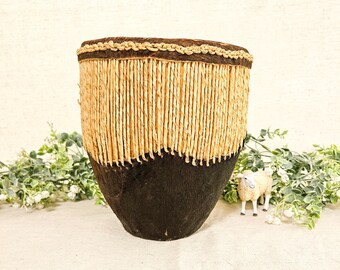 Vintage NAMUNJOLOBA UGANDA African Tribal Animal Hide Small Drum
