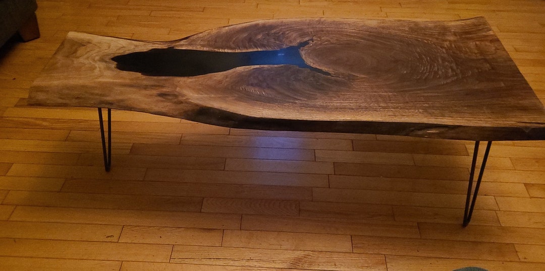Black Walnut and Epoxy Coffee Table One of a Kind Etsy