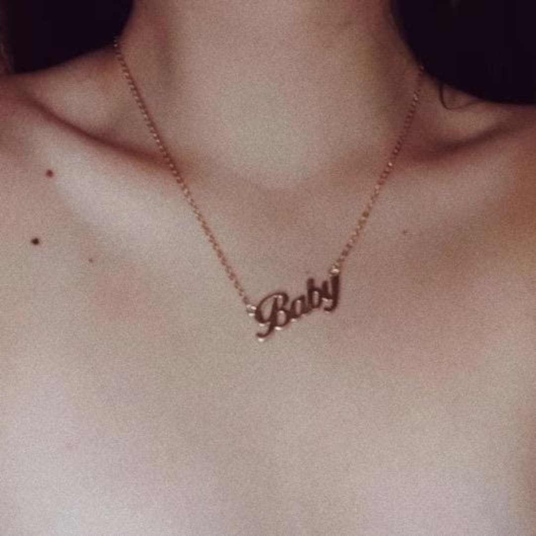 Cute Font Baby Necklace Gold Stainless Steel Pendant & Chain - Etsy UK