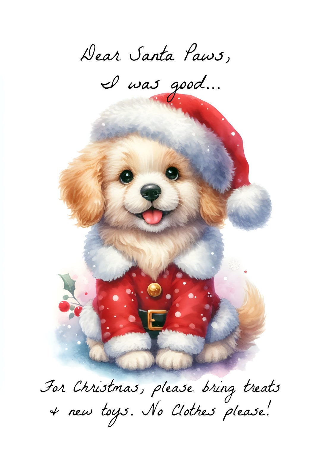 Funny Cute Dog Christmas Card Digital Download Printable Editable Xmas