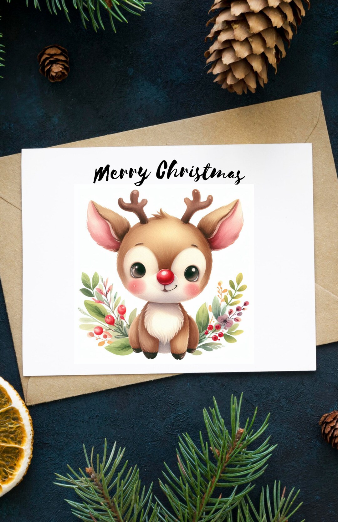 Printable Instant Download Watercolor Rudolph Reindeer - Etsy