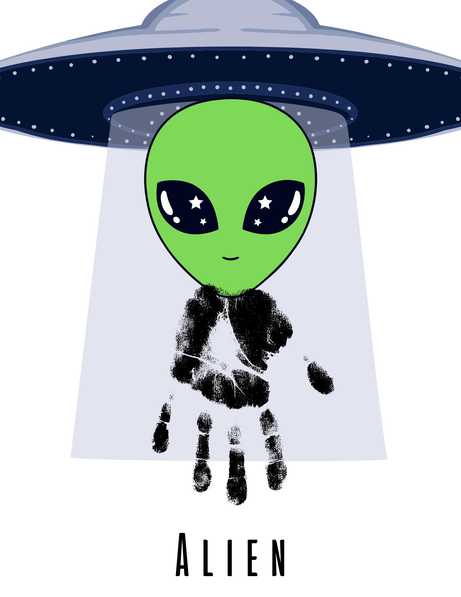 Kid's Craft Alien UFO Digital Handprint Craft // Finger Print Daycare ...