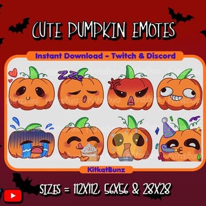 8 Cute Halloween Pumpkin Twitch & Discord Emotes