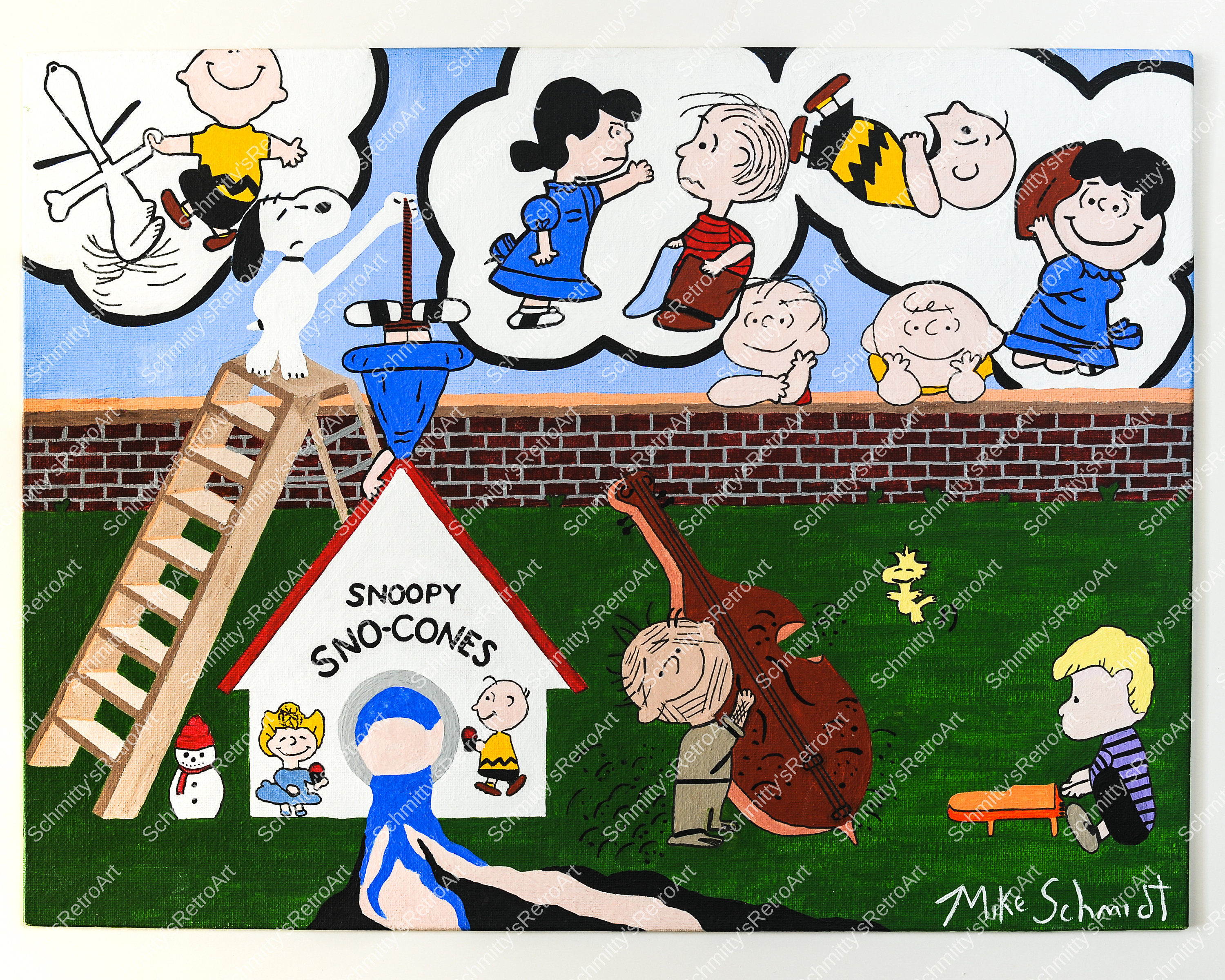 Retro Art Snoopy Snow Cone Machine Charlie Brown Parody- Print