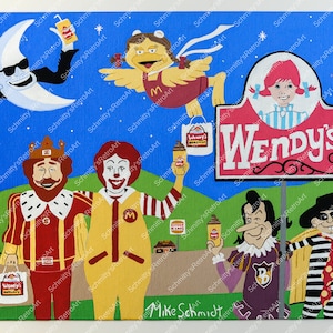 Postcard/Greeting Cards Pack Of 5 With Envelopes Retro Art McDonald&#39;s, Burger King, Wendy&#39;s, Fast Food Big Three, 1980&#39;s,  Ronald Mcdonald