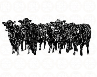 Black Angus Cattle Clipart, Cow Silhouette PNG SVG