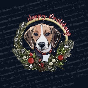 Merry Christmas Beagle Wreath PNG: Dog Mom Sublimation (Digital Download)