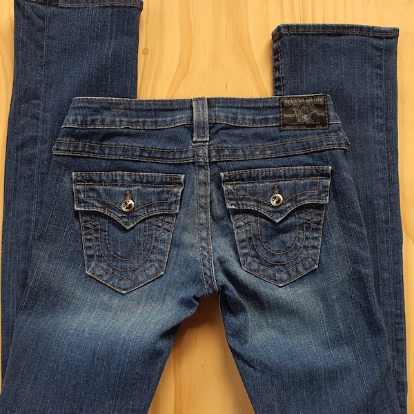 True Religion Boot Cut Damen Jeans Größe 26 -Kristallknöpfe & Nieten