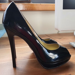 Peep Toe Platform Shoes Size 37EU, Patent Leather