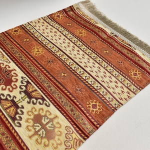 Decorative Table runner, Bed runners, Beige and Terracotta Table runner, Classic Table runner Oriental Turkish Runner Table textile 17x43 in