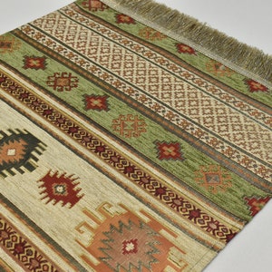 Bed runners, Beige and Green Table runner, Classic Table runner, Oriental Runner, Table textile Home decor, Chenille Decorative Table runner