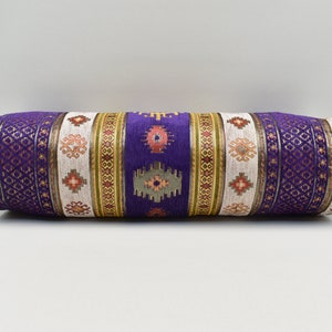 Oriental Turkish Pillow Cover, Purple color, Chenille pillow, Ethnic Accent pillow 8x26 inches pillow, Small Lumbar Modern Sofa Pillow cover