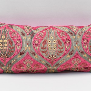 Pillow cover, Bedding pillow, Chenille pillow, Floral Design pillow, 10x20 inches pillow, Deep Pink color, Modern decor, Sofa Pillow cover