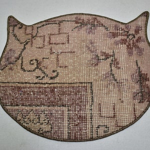 Dog food mats, Non slip mat food & water bowl mat, Dog bowl mat, Dish mat, Organic Wool mat, Oushak mat, Cat place mat, Pet Feeding mat, 258