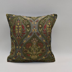 Tulip design pillow cover, Dark green color, Chenille pillow, Cushion case, 12x12 inc. Accent pillow, Corner pillow, Modern sofa pillow