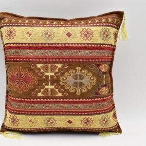 Housewarming Gift Pillow cover, Brown and Yellow color, Home decor, Chenille pillow, Modern Decor 17x17 inches pillow, Sofa Pillow cover