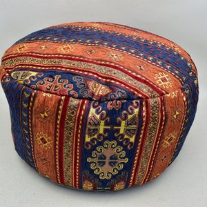 Decorative Round Ottoman, Garden Decor Pillow  Bohemian Pouf,  Soft floor pillow, 20x20x10 inches Footstool pouf , Round ottoman pouf,