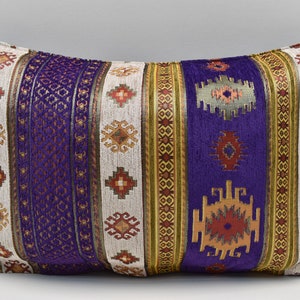 Bedding Pillow cover, Purple color, Turkish pillow, Chenille pillow, Ethnic Accent pillow, 16x24 inches pillow, Modern Sofa Pillow cover