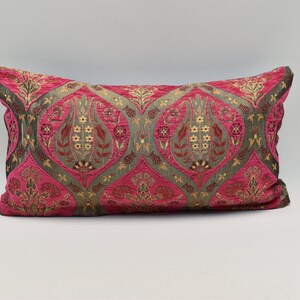 Floral Design pillow, Boho Decor Pillow Cover, Deep Pink Color pillow, Decorative pillow, Turkish pillow, 10x20 inches pillow, Pillow cover