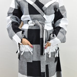 Peshtemal robe, Bathrobes, Chic housecoats, Bridal robe, Pareo robes, Unisex bathrobe, Beach robe, Turkish bathrobe, Black-White / Bathrobe