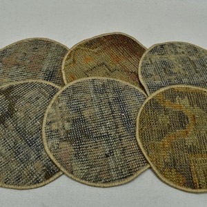 Carpet Decor Pad, Carpet Supla, Restaurant decor, Rustic Supla, Vintage Supla, 6 Pieces Circle Under Plate, Kitchen Decor, Rug Placemat, 146