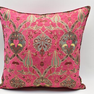 Handmade Pillow cover, Bohemian pillow, 28x28 inches Chenille pillow, Soft Fabric pillow, Deep Pink Color pillow, Sofa pillow, Pillow cover
