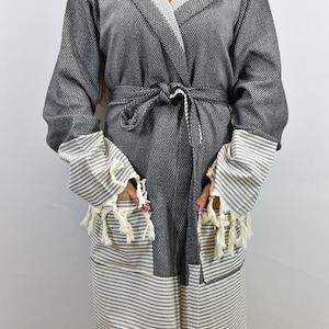 Bath Robe Unisex bathrobes, Beach robe, Housecoat, Boho robe, Bath towel, Bathrobe for man, Spa robe, Turkish Bathrobe, Black / Bathrobe