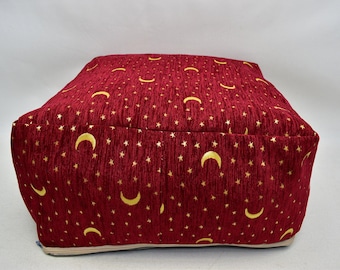 Ottoman Pouf,  Bohemian Pouf,  Decorative Pouf, Soft floor pillow, 20x20x10 inches Footstool pouf , square ottoman pouf, Red Pouf Pillow