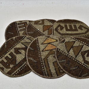 Restaurant decor, Rustic Supla, Vintage Supla, 6 Pieces Circle Under Plate, Kitchen Decor, Rug Placemat, Carpet Decor Pad, Carpet Supla, 138