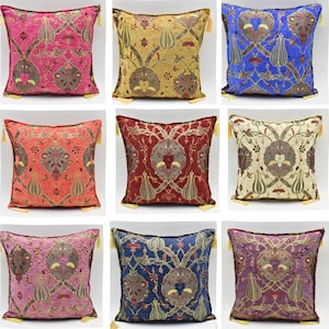 Turkish Tulip Design Pillow covers, Chenille pillows, Cushion case, 17x17 inches Accent pillows, Corner pillows, Modern Sofa Pillow cover