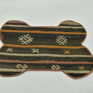 Organic Wool mat, Oushak mat, Cat place mat, Cat food mats, Non slip mat food & water bowl mat, Dog bowl mat, Dish mat, Pet Feeding mat, 212