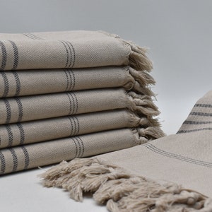 Turkish towel, Patterned towel, Sarong beach towel, Bath towel, Organic cotton towel, Wedding gift towel, Soft brown,  40 x 64 inches
