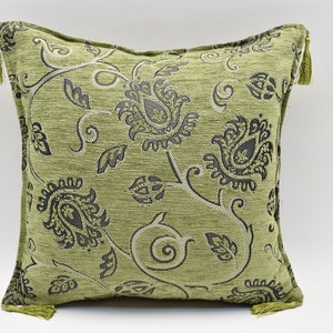 Decorative Throw Pillow cover, Home decor, Green color, Bohemian pillow, Chenille pillow, Soft pillow 17x17 inches pillow, Sofa Pillow cover