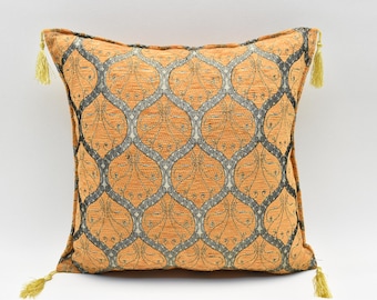 Turkish Pillow cover, Orange color, Chenille pillow, Cushion case, 17x17 inches Accent pillow, Corner pillow, Modern Sofa Pillow cover