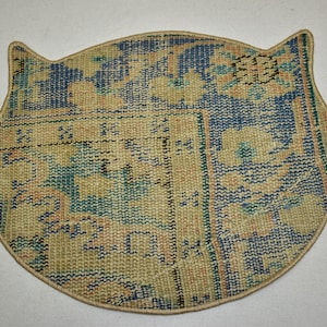 Dog food mats, Non slip mat food & water bowl mat, Dog bowl mat, Dish mat, Organic Wool mat, Oushak mat, Cat place mat, Pet Feeding mat, 282