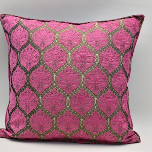 Cushion case, Peacock Tail Design Pillow cover, Deep Pink, Chenille Turkish pillow, 20x20 inches Boho Decor pillow Modern Sofa Pillow cover
