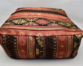 Decorative Ottoman, Floor Pillow  Bohemian Pouf,  Soft floor pillow, 24x24x10 inches Footstool pouf , Square ottoman pouf, Home Decor Pillow