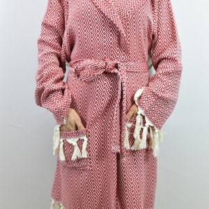 Personalized Bathrobes, Chic Housecoats, Bridal Robe, Ecofriendly Robes, Gift for Mom Bathrobes, Bachelorette Party Gown, Red / Bathrobe
