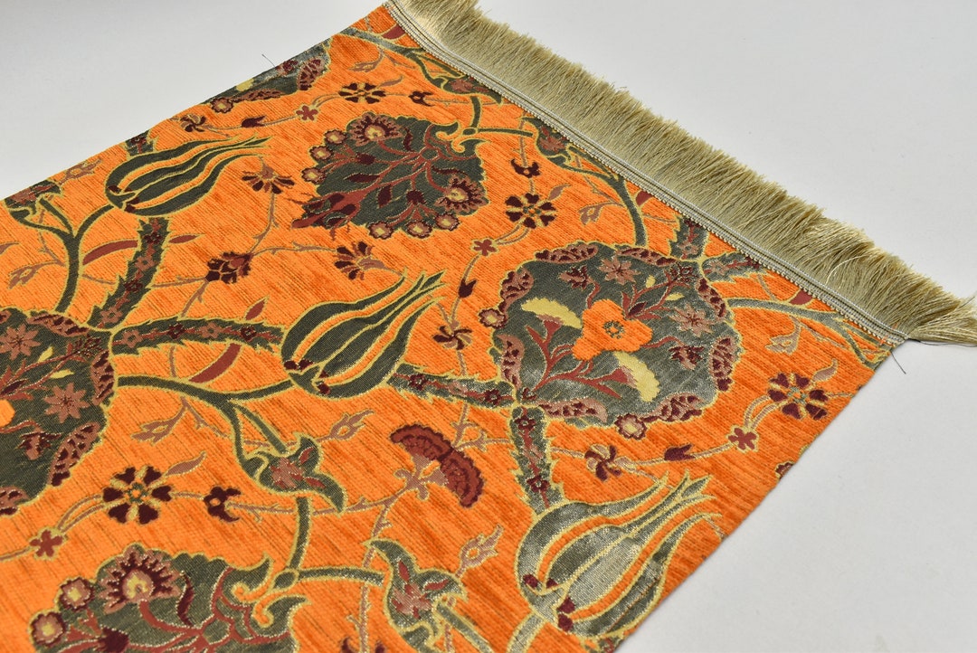 Traditional Table Runner, Bedroom Runner, Bright Orange Color, Handmade