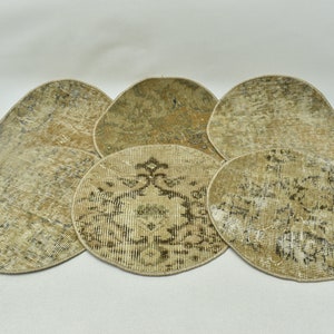 Handwoven service, 6 Pieces Dinner placemats, Table decor, Round American service, Circle underplate, Dining accessory, Rug supla, 17