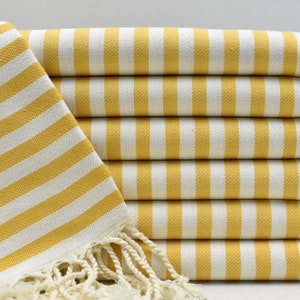 Turkish peshtemal, Beach towel, Hammam Bath towel, Wedding towel, Gift towel, Bridesmaid gifts, Organic cotton towel, Yellow2 40 x 70 inches
