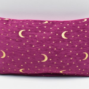 12x20 inches Decorative Pillow cover, Moon and Star design, Chenille pillow, Soft pillow, Raisin Purple color pillow, Sofa Pillow cover