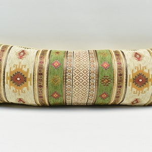 Ethnic Throw Pillow cover, Oriental Pillow, Cushion case, 12x36 inches pillow, Beige and Green color pillow, Modern decor, Pillow cover