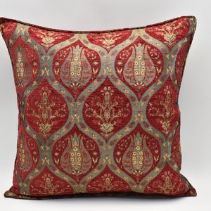 Euro Sham, Pillow cover, Bohemian pillow, Red color, Chenille pillow, Soft pillow, 24x24 inches pillow, Decorative pillow, Sofa Pillow cover