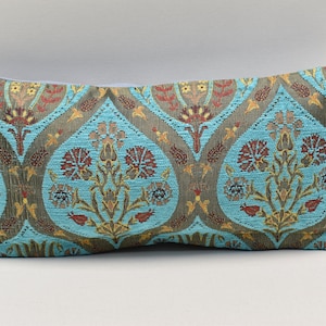 Cushion case, Travel pillow cover, Aqua Blue, Chenille Turkish pillow, Lumbar pillow, 8x16 inches Boho Decor pillow Modern Sofa Pillow cover