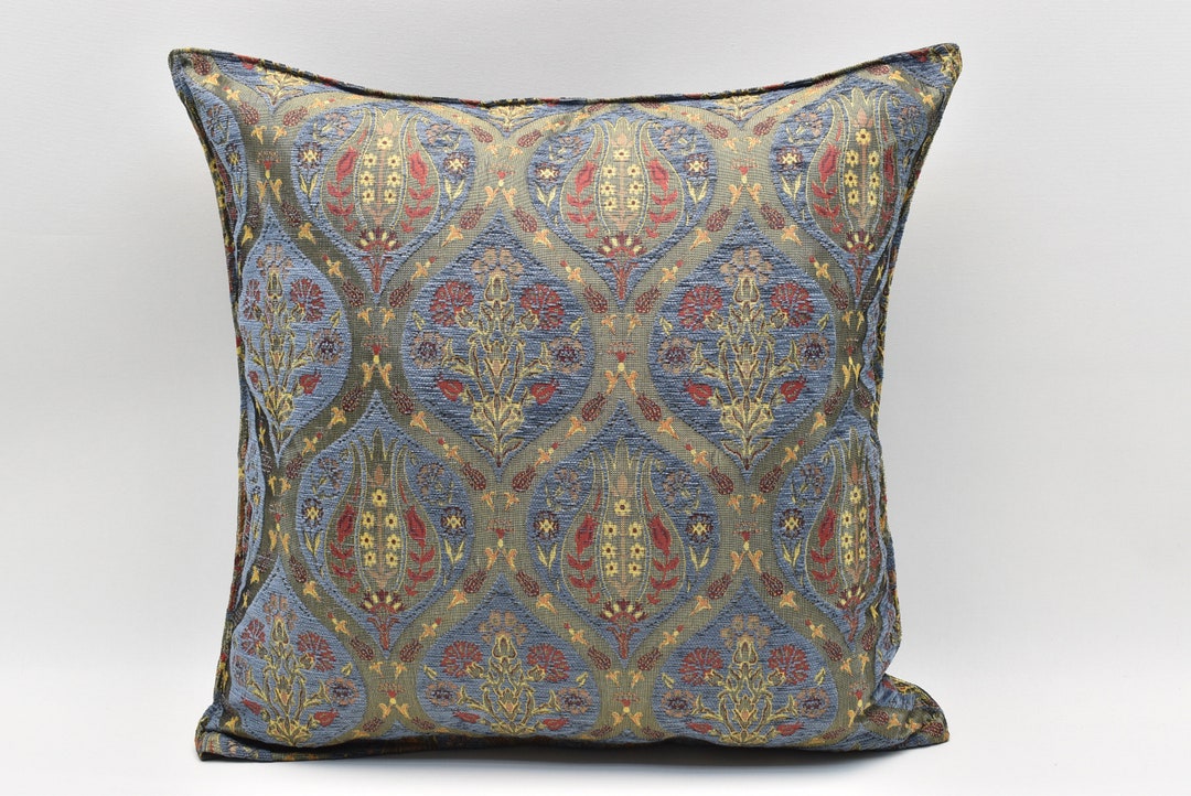 Denim Blue Pillow Cover, Housewarming Gift, Chenille Pillow, Cushion