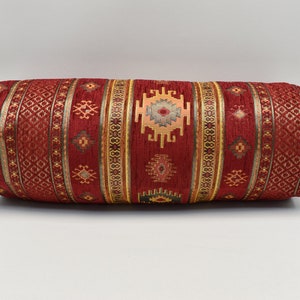 Bolster Pillow cover, Ethnic Design pillow, Chenille pillow, Cushion case, 10x26 inches pillow, Red color pillow Modern Yoga Pillow cover