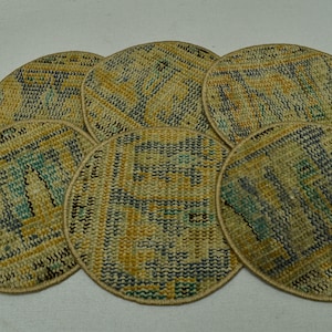 Restaurant decor, Rustic Supla, Vintage Supla, 6 Pieces Circle Under Plate, Kitchen Decor, Rug Placemat, Carpet Decor Pad, Carpet Supla, 135