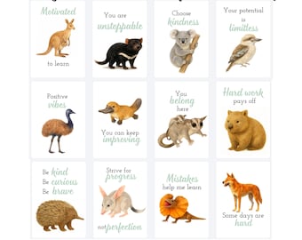Australian animal bulletin board, Modern Aussie classroom decor, Australiana classroom decor, Motivational poster, Make mistakes